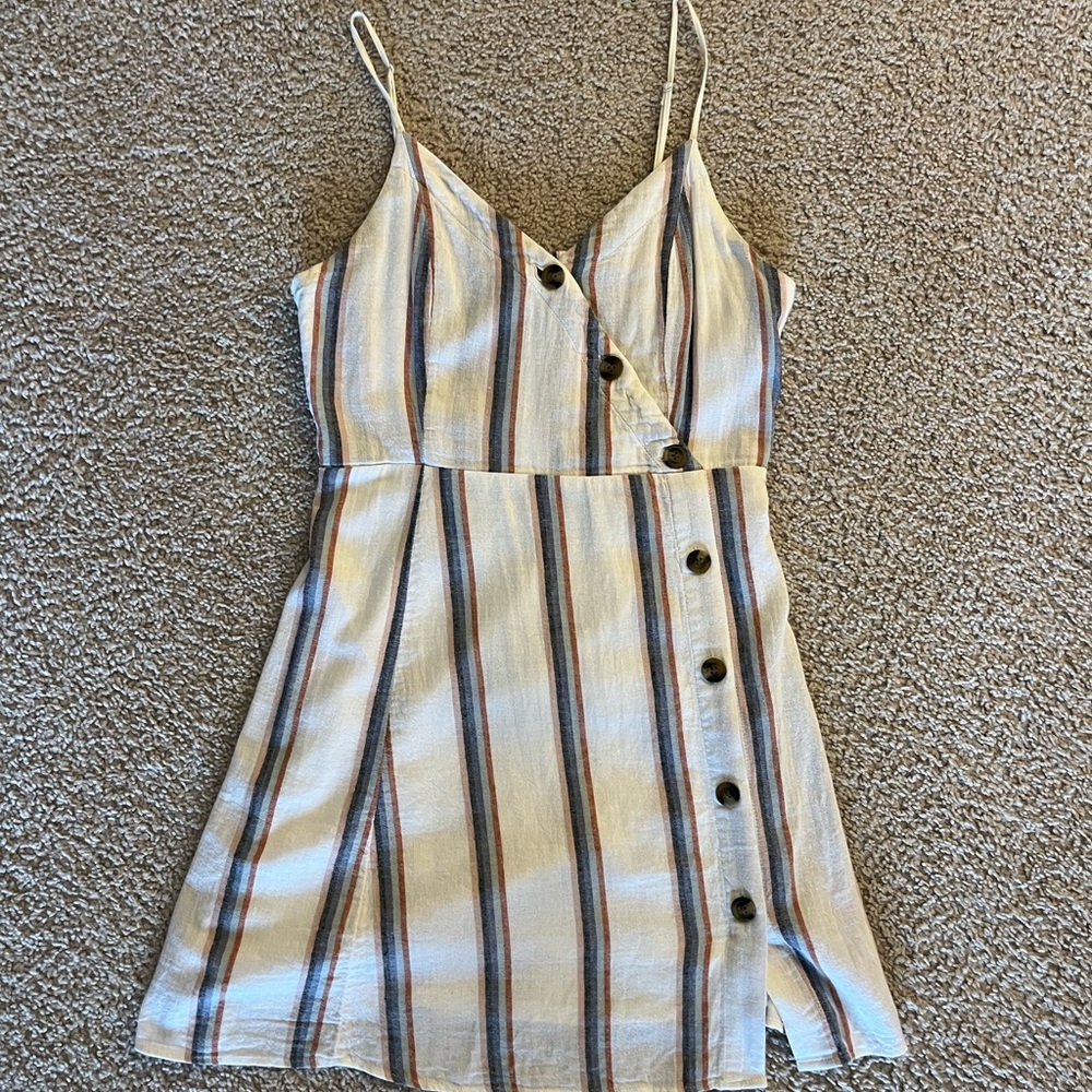 American Eagle Outfitters Cream Striped Mini Dress